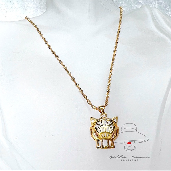 10k Thailand Gold Fashion Necklace with Panthe Pendant - Picture 3 of 6